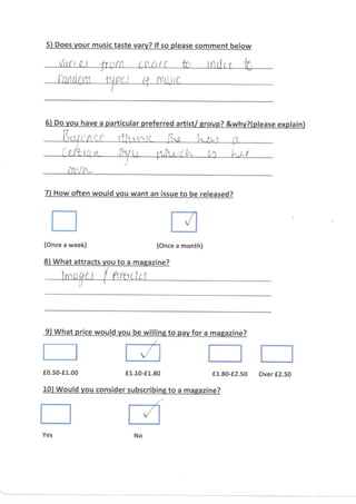 Second half of questionnaire