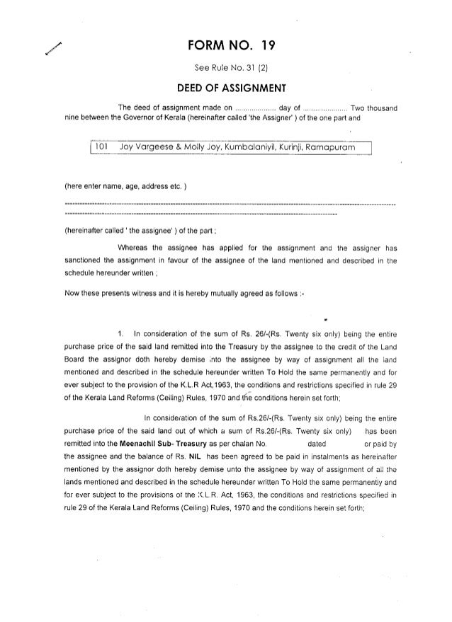deed of assignment for land