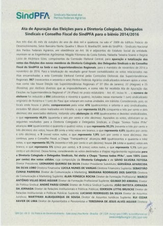 Ata final e Resolução da CEC - Eleições SindPFA 2014