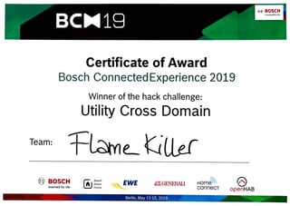 Certificate of Award-Bosch ConnectedExperience 2019