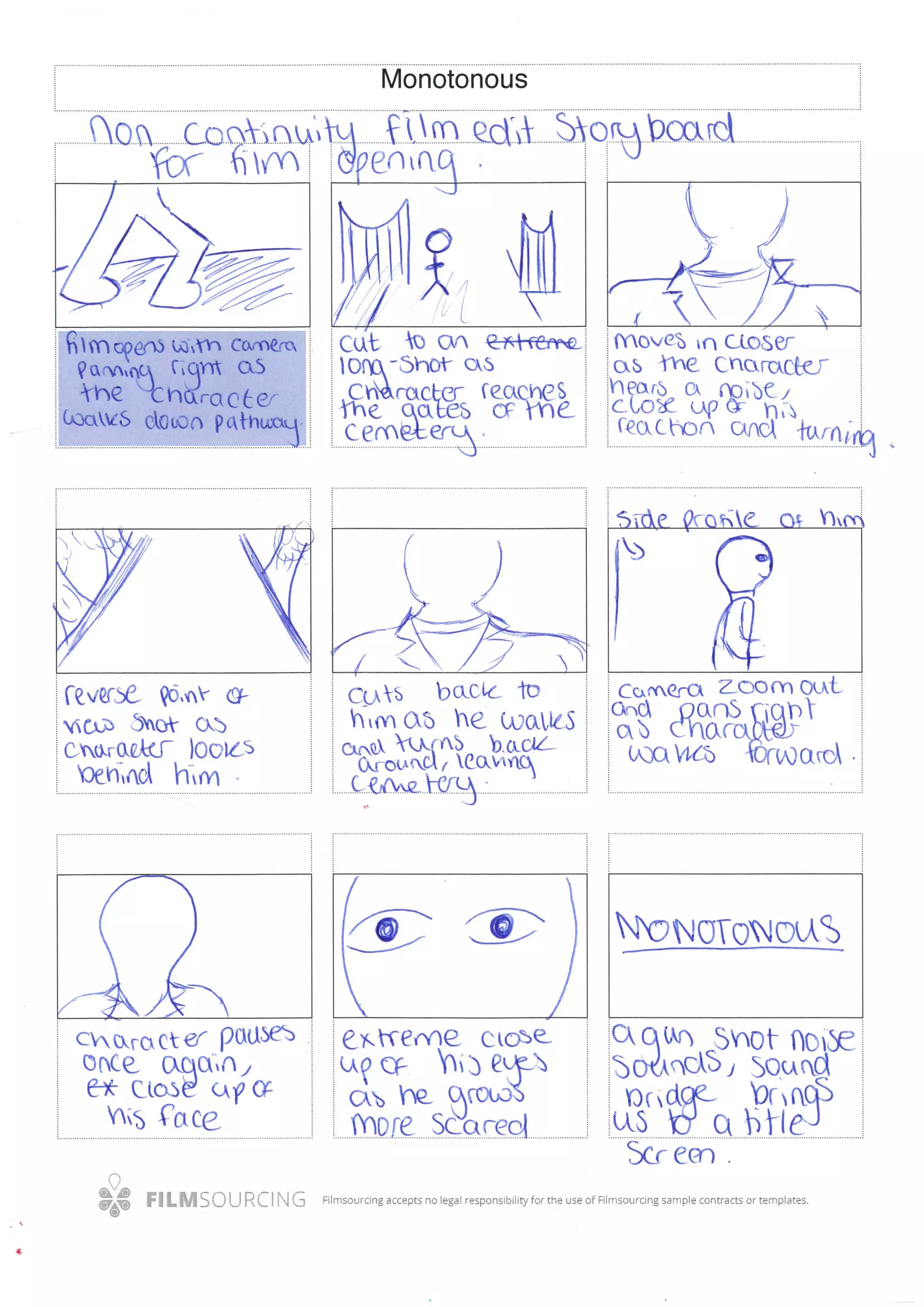 storyboard for non-continuity film opening | PDF