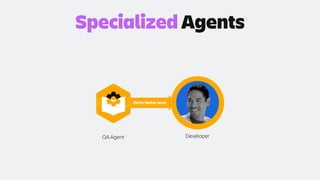 Write better tests
Specialized Agents
Developer
QA Agent
 