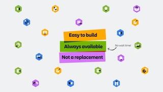 Easy to build
Always available
Not a replacement
No wait time!
 