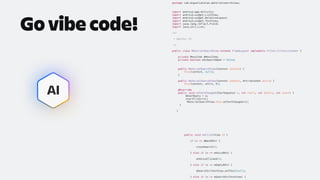 AI
Go vibe code!
package com.miguelcatalan.materialsearchview;
import android.app.Activity;
import android.widget.ListView;
import android.widget.RelativeLayout;
import android.widget.TextView;
import java.lang.reflect.Field;
import java.util.List;
/**
* @author AI
*/
public class MaterialSearchView extends FrameLayout implements Filter.FilterListener {
private MenuItem mMenuItem;
private boolean mIsSearchOpen = false;
public MaterialSearchView(Context context) {
this(context, null);
}
public MaterialSearchView(Context context, AttributeSet attrs) {
this(context, attrs, 0);
@Override
public void onTextChanged(CharSequence s, int start, int before, int count) {
mUserQuery = s;
startFilter(s);
MaterialSearchView.this.onTextChanged(s);
}
}
public void onClick(View v) {
if (v == mBackBtn) {
closeSearch();
} else if (v == mVoiceBtn) {
onVoiceClicked();
} else if (v == mEmptyBtn) {
mSearchSrcTextView.setText(null);
} else if (v == mSearchSrcTextView) {
 