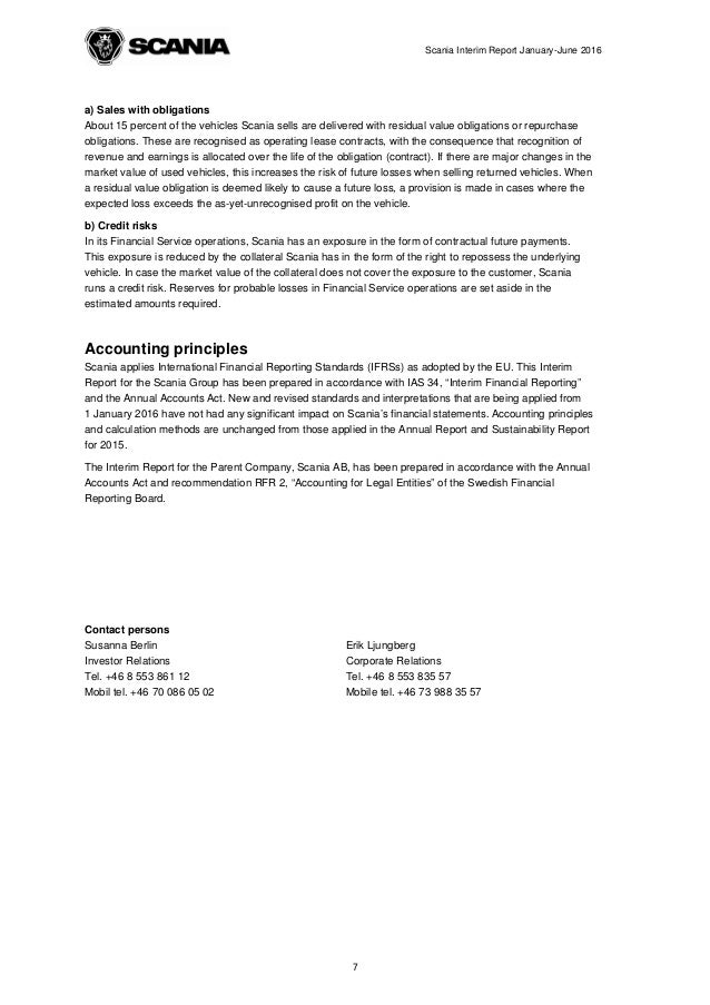 Scania Interim Report January – June 2016