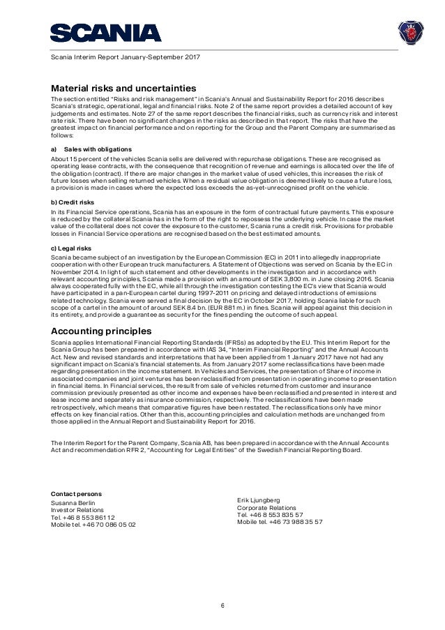 scania interim report january september 2017 interim report form