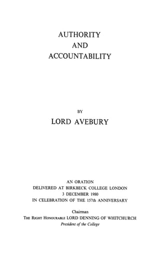 Authority and Accountability (1980)