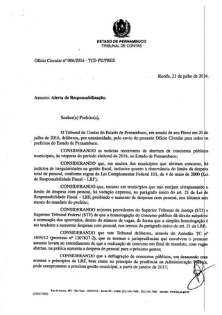 TCE suspende todos os concursos municipais em andamento em Pernambuco