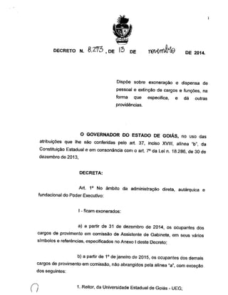 Decreto assinado pelo governador de Goiás  Marconi Perillo