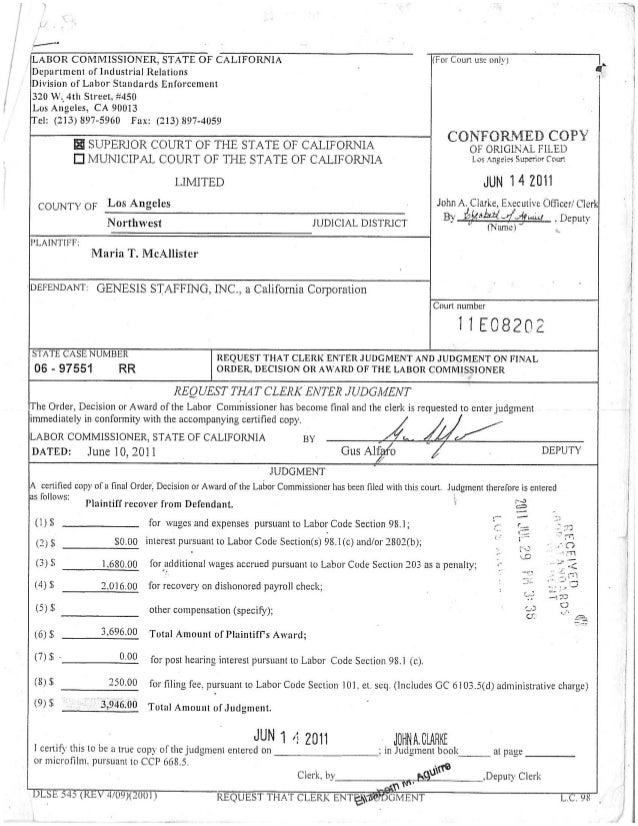 CA. Dept of Labor Wage Theft Judgements Against Bad Employers THEY