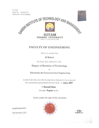 Gitam certification