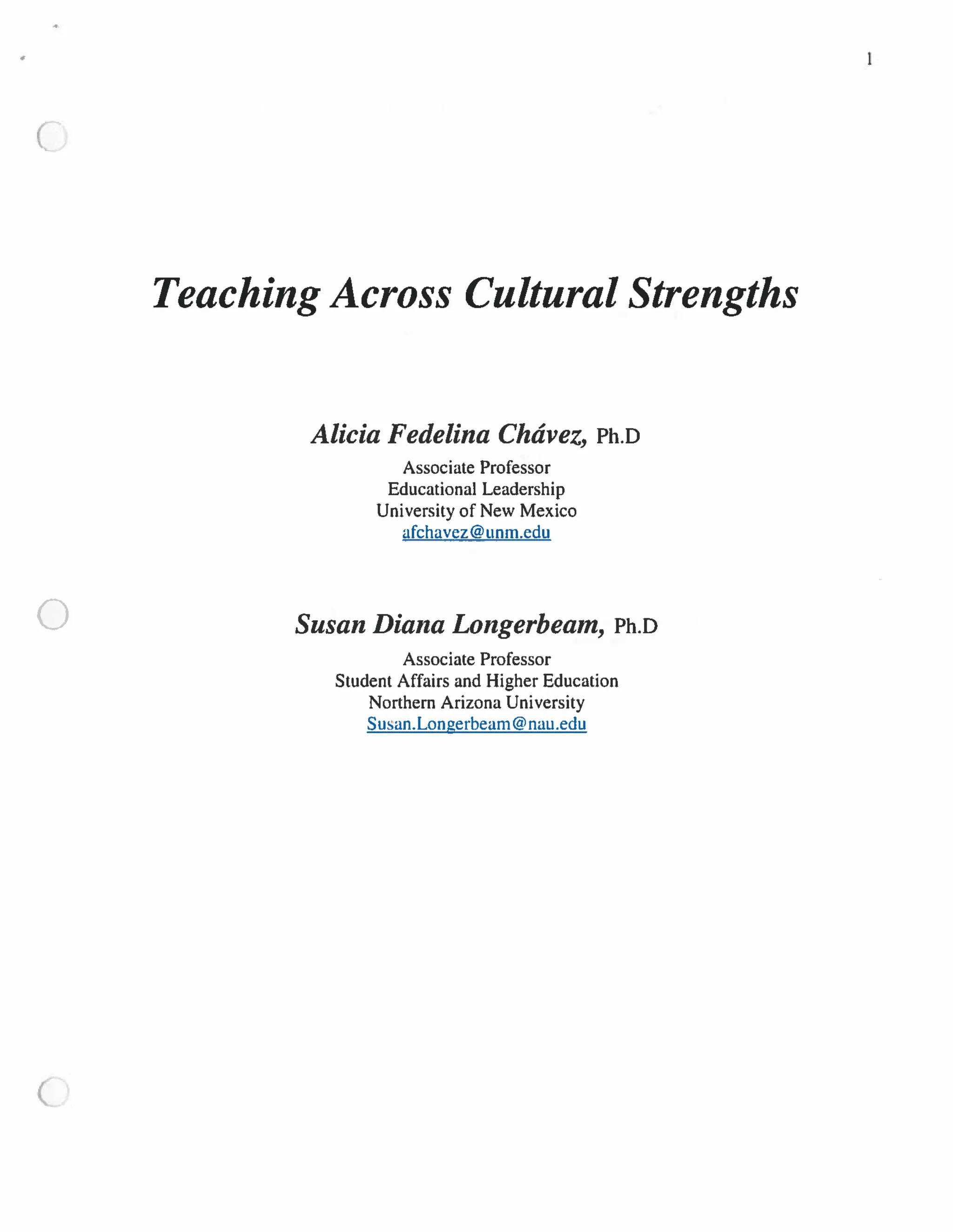 Teaching Across Cultural Strenghts | PDF