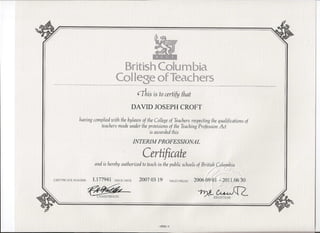 BCTF Certificate