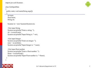 Scanner class java | PPT | Programming Languages | Computing