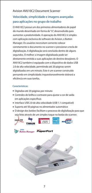 Scanners Avision - Conhecendo os produtos e suas descrições