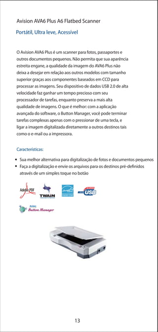 Scanners Avision - Conhecendo os produtos e suas descrições