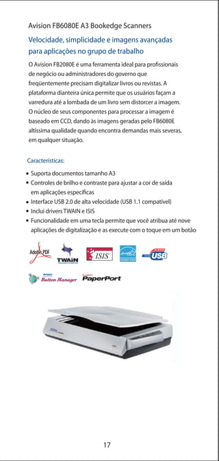 Scanners Avision - Conhecendo os produtos e suas descrições