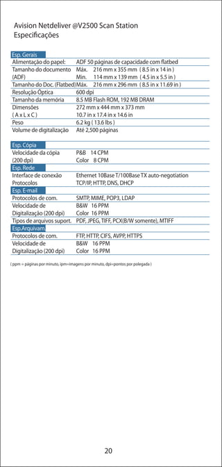 Scanners Avision - Conhecendo os produtos e suas descrições