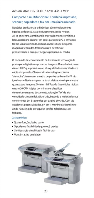 Scanners Avision - Conhecendo os produtos e suas descrições