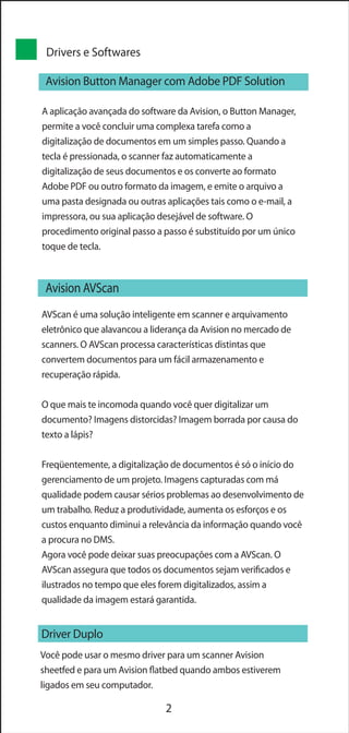 Scanners Avision - Conhecendo os produtos e suas descrições