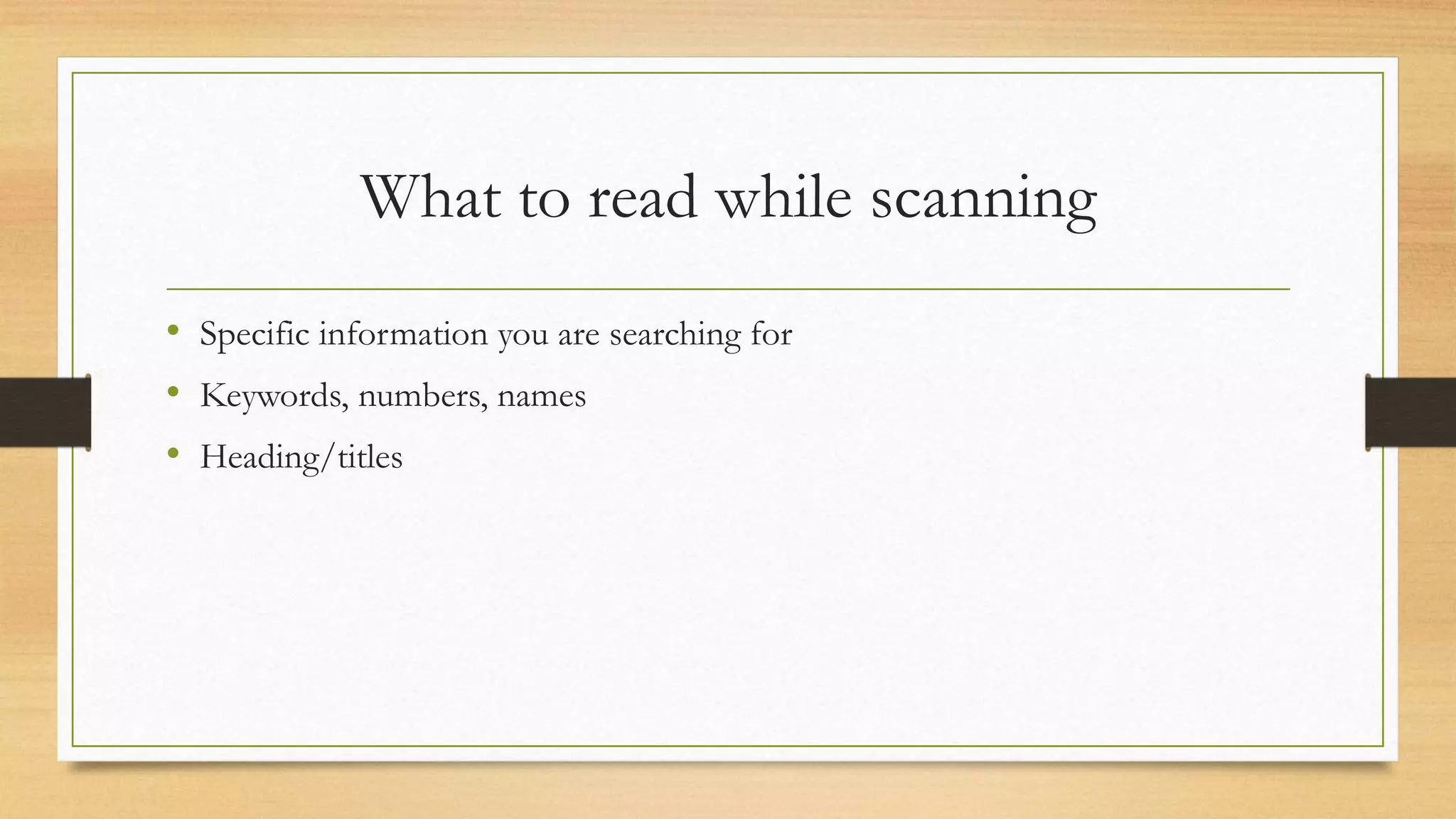 Reading Techniques, Scanning | PPTX