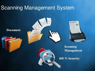 Scanning Management System
Document
Scanning
Management
100 % Security
 