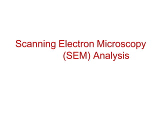 Scanning Electron Microscopy
(SEM) Analysis
 