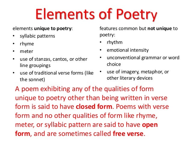 scanning poems ppt what is a closed form poem