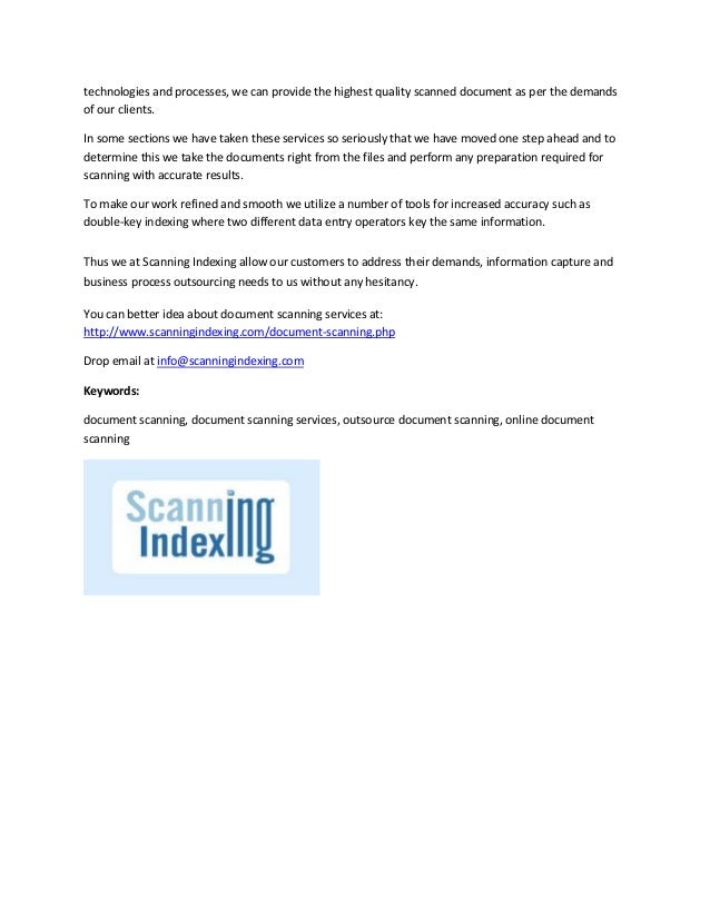 Scan of documents at cost effective document scanning rates