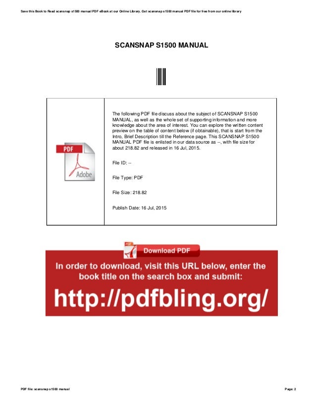 Scansnap s1500 manual