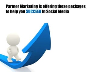 Partner Marketing is offering these packages
to help you SUCCEED In Social Media
 