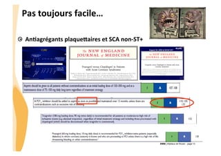 CHU_Hôpitaux de Rouen - page 13
Pas	
  toujours	
  facile…	
  
  AnJagrégants	
  plaqueraires	
  et	
  SCA	
  non-­‐ST+	
  
 