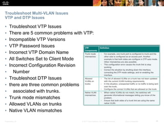 Presentation_ID ‹#›© 2017 Cisco Systems, Inc. All rights reserved. Cisco Confidential
Troubleshoot Multi-VLAN Issues
VTP a...
