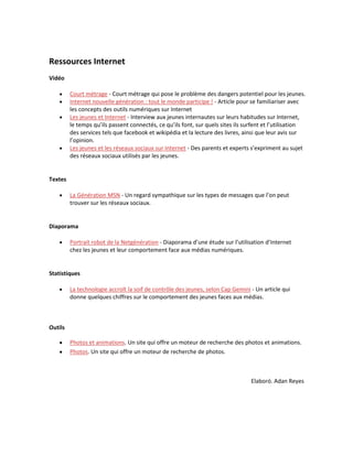 Scapbook internet et les jeunes