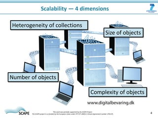 4
Scalability — 4 dimensions
This work was partially supported by the SCAPE Project.
The SCAPE project is co‐funded by the...