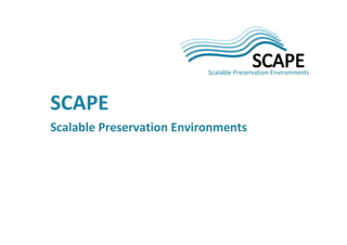 SCAPE 
Scalable Preservation Environments 
 