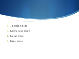 S Talesnic & kelly
1. Lateral volar group
2. Dorsal group

3. Distal group

 