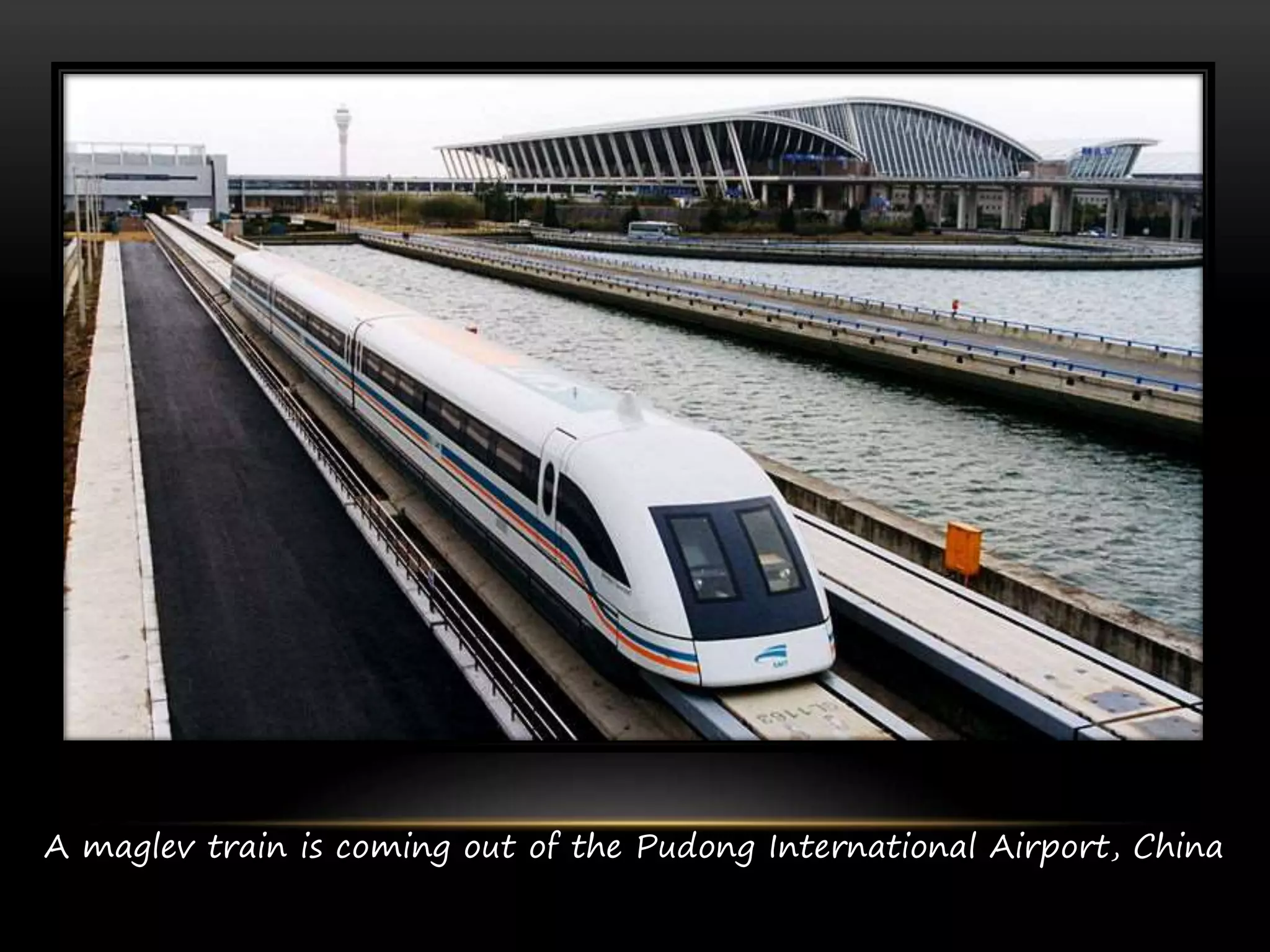 A maglev train is coming out of the Pudong International Airport, China
 