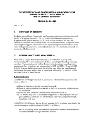 Scappoose Urban Growth Boundary Decision | PDF