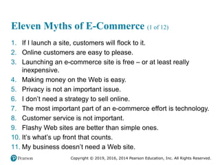 Copyright © 2019, 2016, 2014 Pearson Education, Inc. All Rights Reserved.
Eleven Myths of E-Commerce (1 of 12)
1. If I lau...