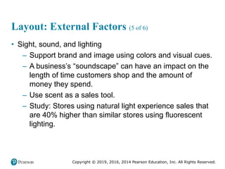 Copyright © 2019, 2016, 2014 Pearson Education, Inc. All Rights Reserved.
Layout: External Factors (5 of 6)
• Sight, sound...