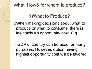 scarcity of food in famine prone areas.2) Limited capabilities of technology or human skill (for example, those needed for enhanced production.)3) Sometimes the insufficiencies are a result of poor planning and execution(Artificial scarcity).e.g.  In arid areas, proper planning is required for proper supply of water.4) But the most important factor is imbalance b/w      ‘Wants’ &’Have’.According to Emerson: “ Want is a growing giant whom the coat of Have is never large enough to cover.”Every person needs more resources than he have.e.g.A millionaire wants more money so that he can be counted as BillionaireIs it Possible to Have no Scarcity? If proper planning & techniques are used for utilization and supply of insufficient resource, then condition of its to be scarce ‘minimizes’.