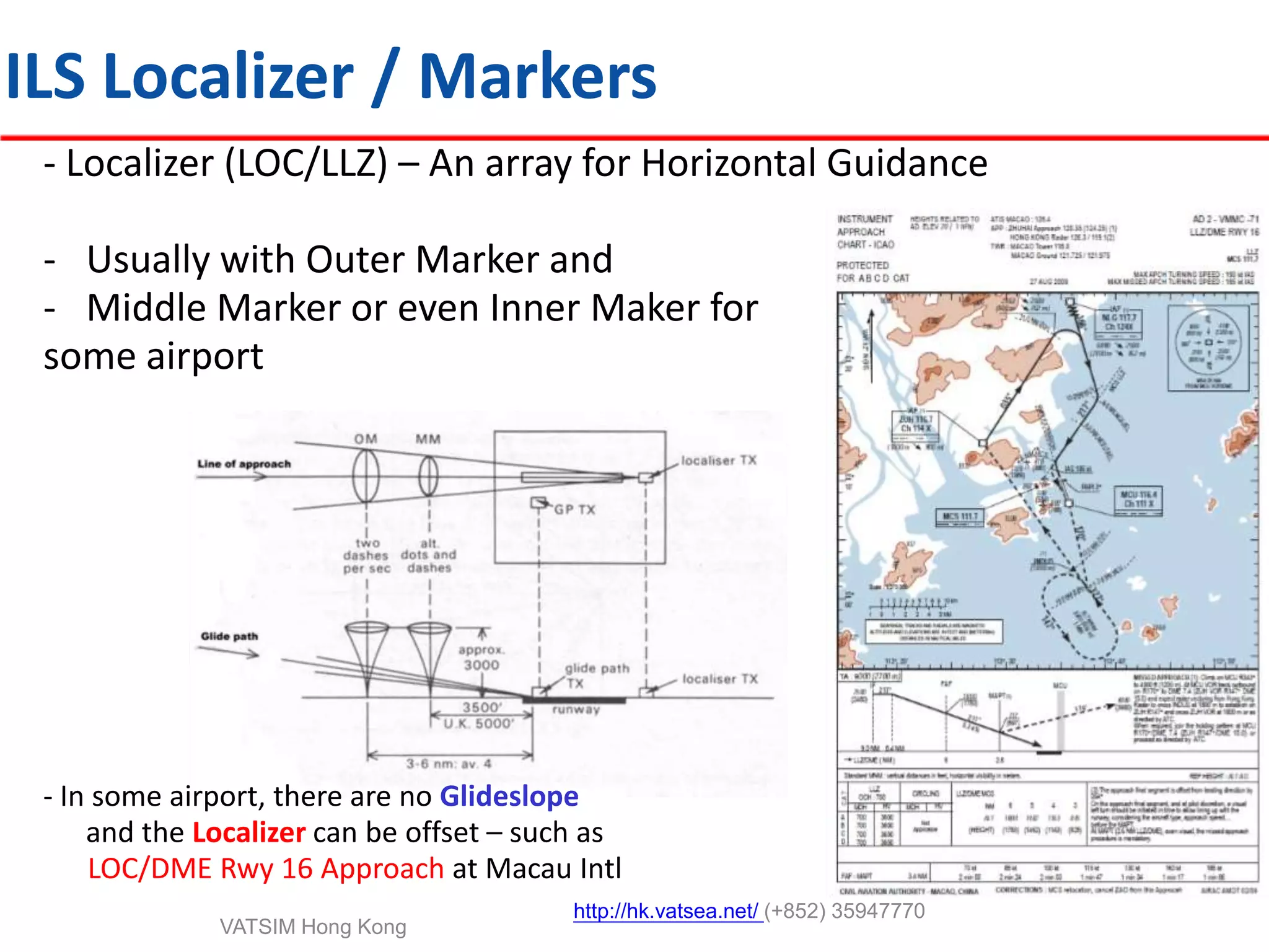 The main types of Radio Equipment :1.     NDB – Non-directional Beacon 2.     VOR – Omni-directional Radio Range3.     DME – Distance measuring equipment 4.     ILS – Instrument Landing Systemhttp://hk.vatsea.net/(+852) 35947770VATSIM Hong Kong