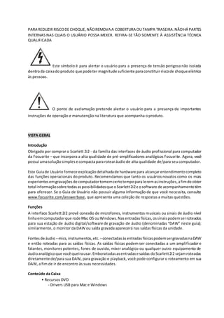 Manual Da Interface Focusrite Scarlett 2i2 (PORTUGUÊS) | PDF