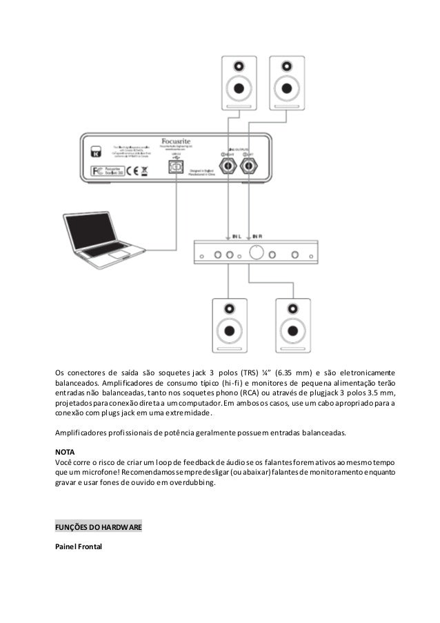 Manual da interface Focusrite Scarlett 2i2 (PORTUGUÊS)