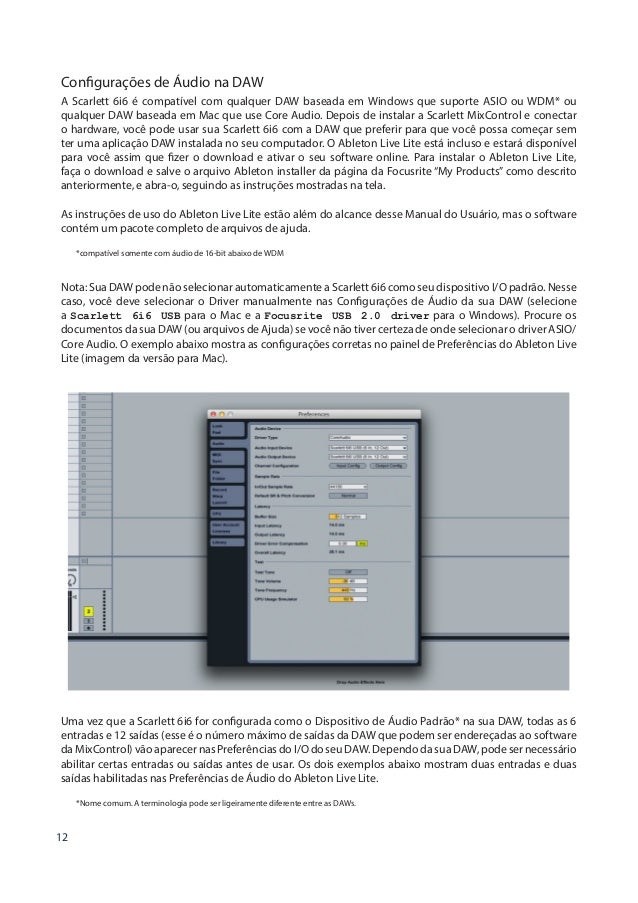 Manual da Interface de Áudio FOCUSRITE Scarlett 6i6