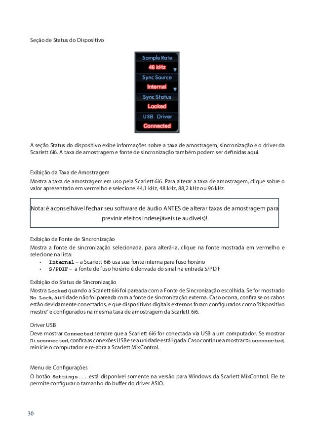 Manual da Interface de Áudio FOCUSRITE Scarlett 6i6