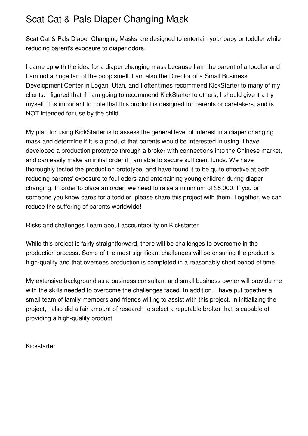 Scat Cat & Pals Diaper Changing Mask