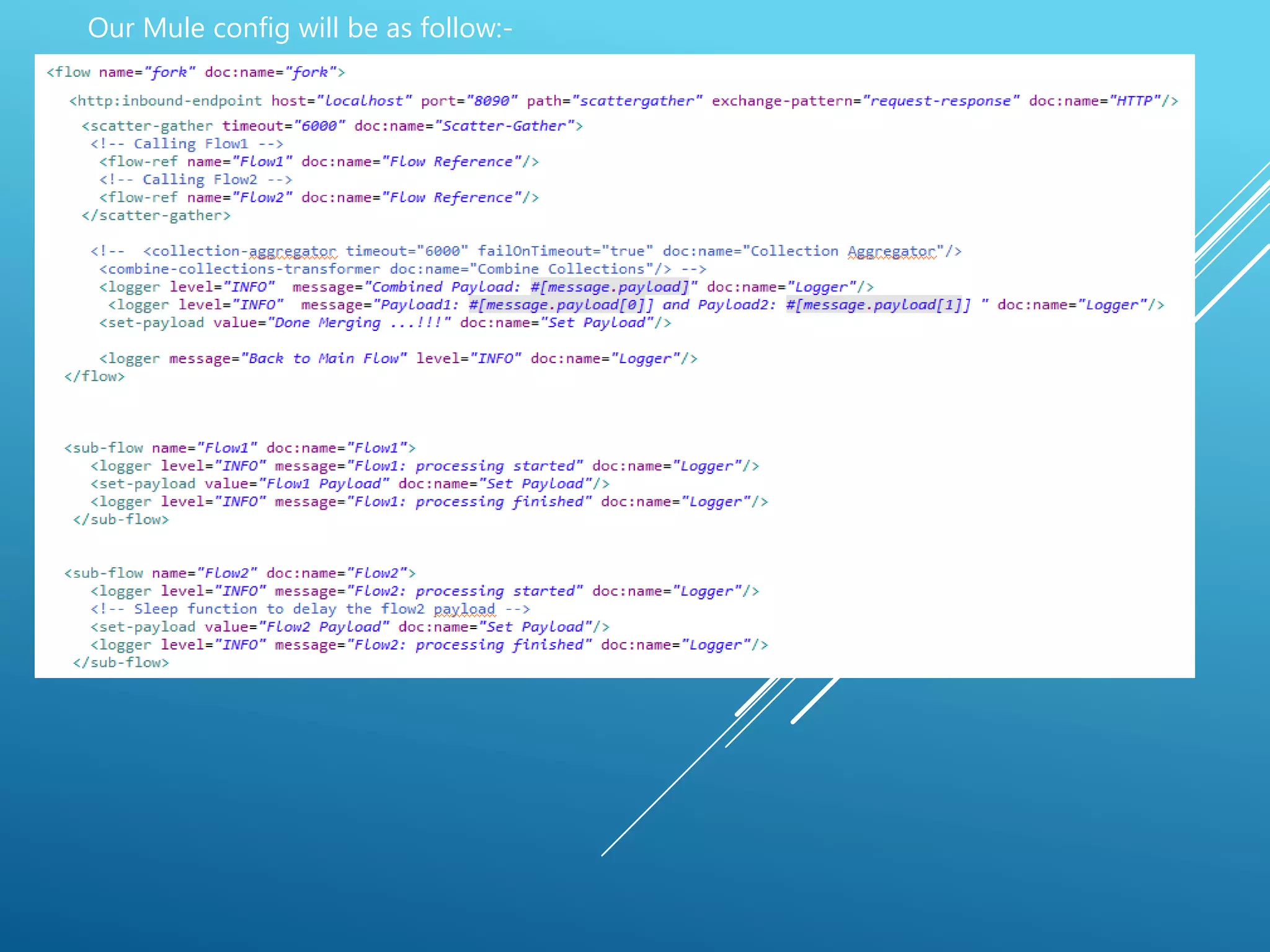 Our Mule config will be as follow:-