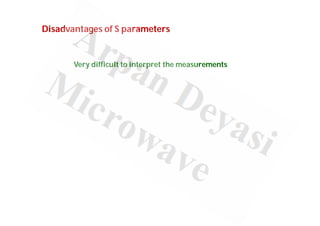 Disadvantages of S parameters
Very difficult to interpret the measurements
 